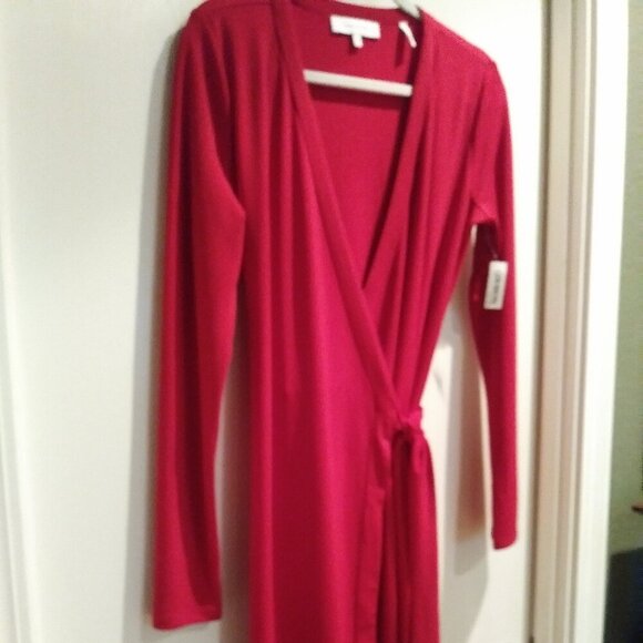 Lark & Ro Red Wrap Dress | Long Sleeve | Size M | Holiday Party - Picture 5 of 8